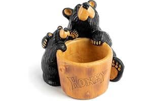 DEMDACO Bearfoots by Jeff Fleming Honey Pot Bear Midnight Black 4.5 inch Hand Cast Resin Stone Paper Clip Holder