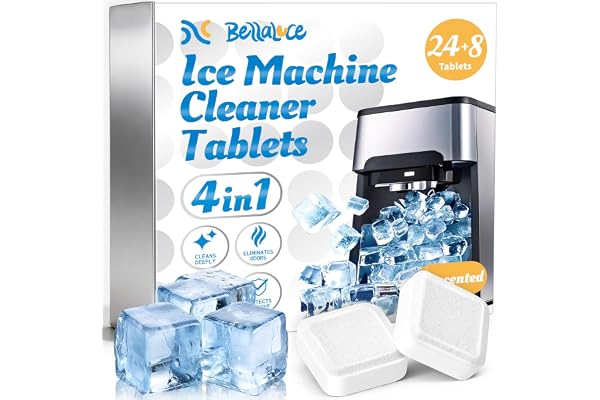 Ice Machine Cleaner Tablets Descaler (32 Pack) – Nickel-Safe Countertop Portable Commercial Ices Maker Cleaning – Remove Hard