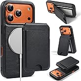 FEWGEY Wallet Case for iPhone 17 Pro Max, Compatible with MagSafe for Men Women Magnetic PU Leather Card Holder, 2 in 1 Detachable RFID Blocking Credit Flip Phone Case Cover Kickstand, Black