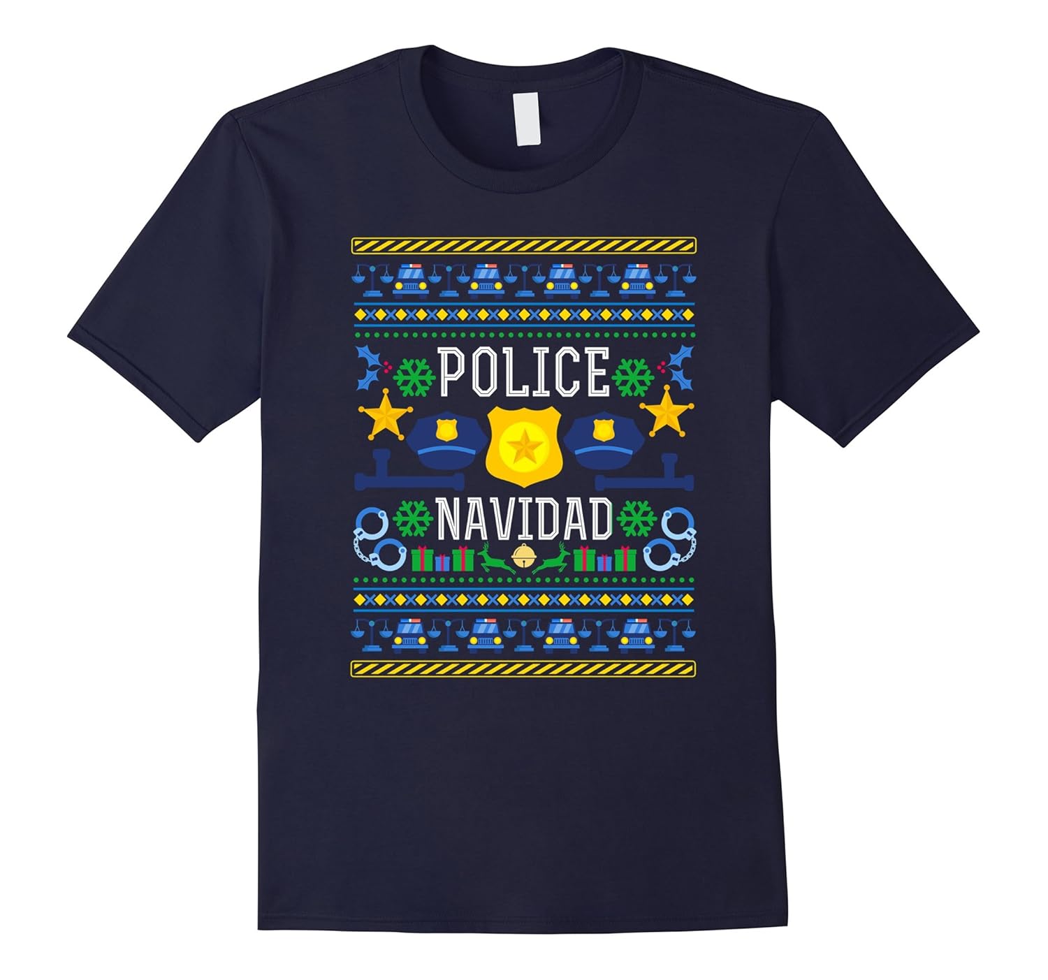 Police Navidad Cool Ugly Christmas Sweater T Shirt-ANZ