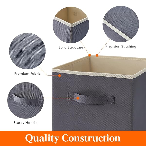 LIFEWIT STORAGE CUBES, FOLDABLE DECORATIVE FABRIC STORAGE BASKETS FOR ORGANIZING HOME ORGANIZERS WITH HANDLES FOR SHELVES, CLOSET, 11 INCH BINS, 18L GRAY, 16 PACKS