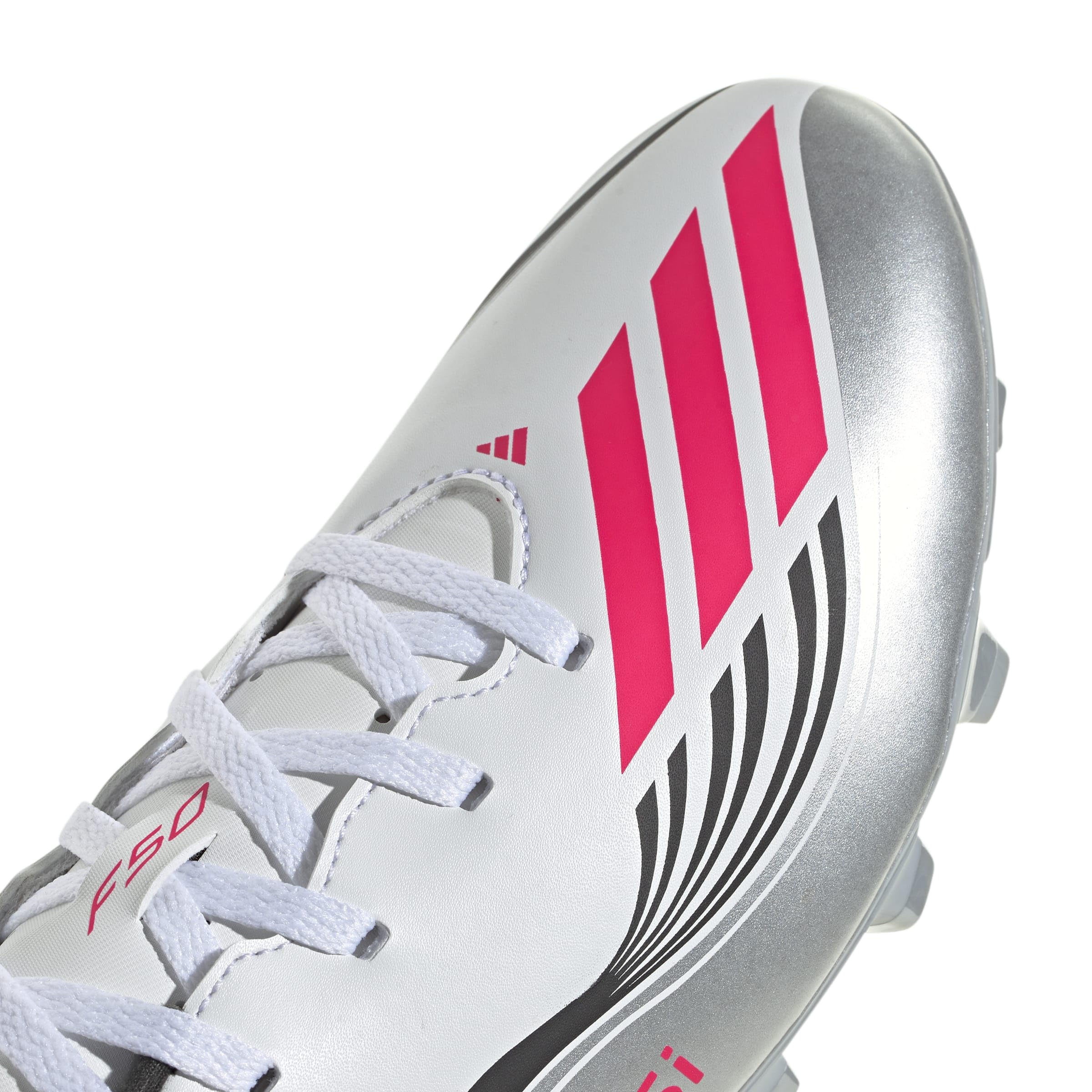 adidas Unisex F50 Messi Club Firm Ground/Multi Ground Football Boots, Cloud White/Lucid Red/Silver Metallic, 44 2/3 EU 8