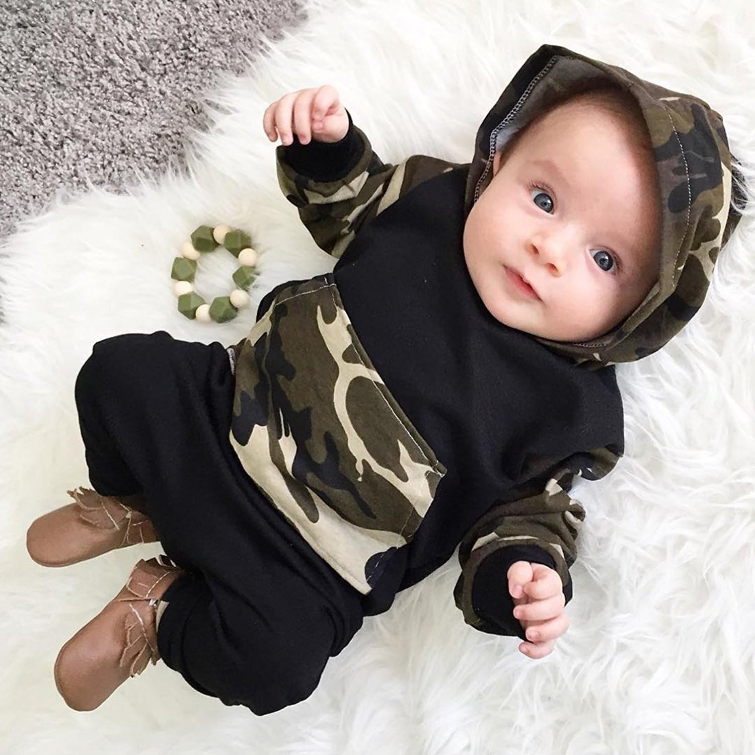 Infant Baby Boys Camouflage Hoodie Tops +Long Pants Outfits Set Clothes 0-3Y: Clothing