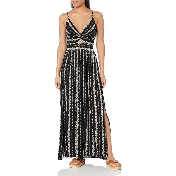 angie twist front maxi dress Angie Women's Short Sleeve Twist Front Maxi Dress with Slit Ivory at Amazon Women's Clothing store