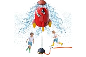 TANSAR Sprinkler Rocket Launcher Outdoor Water Toys for Kids, Holiday & Birthday Gift, for Girls & Boys Age 3 4 5 6 7 8 Year Old Gift Ideas, Red