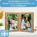 Clay Roberts Double Photo Frame 6x4 Ash Holds 2 Photos Twin Hinged 6x4 Brown view 4