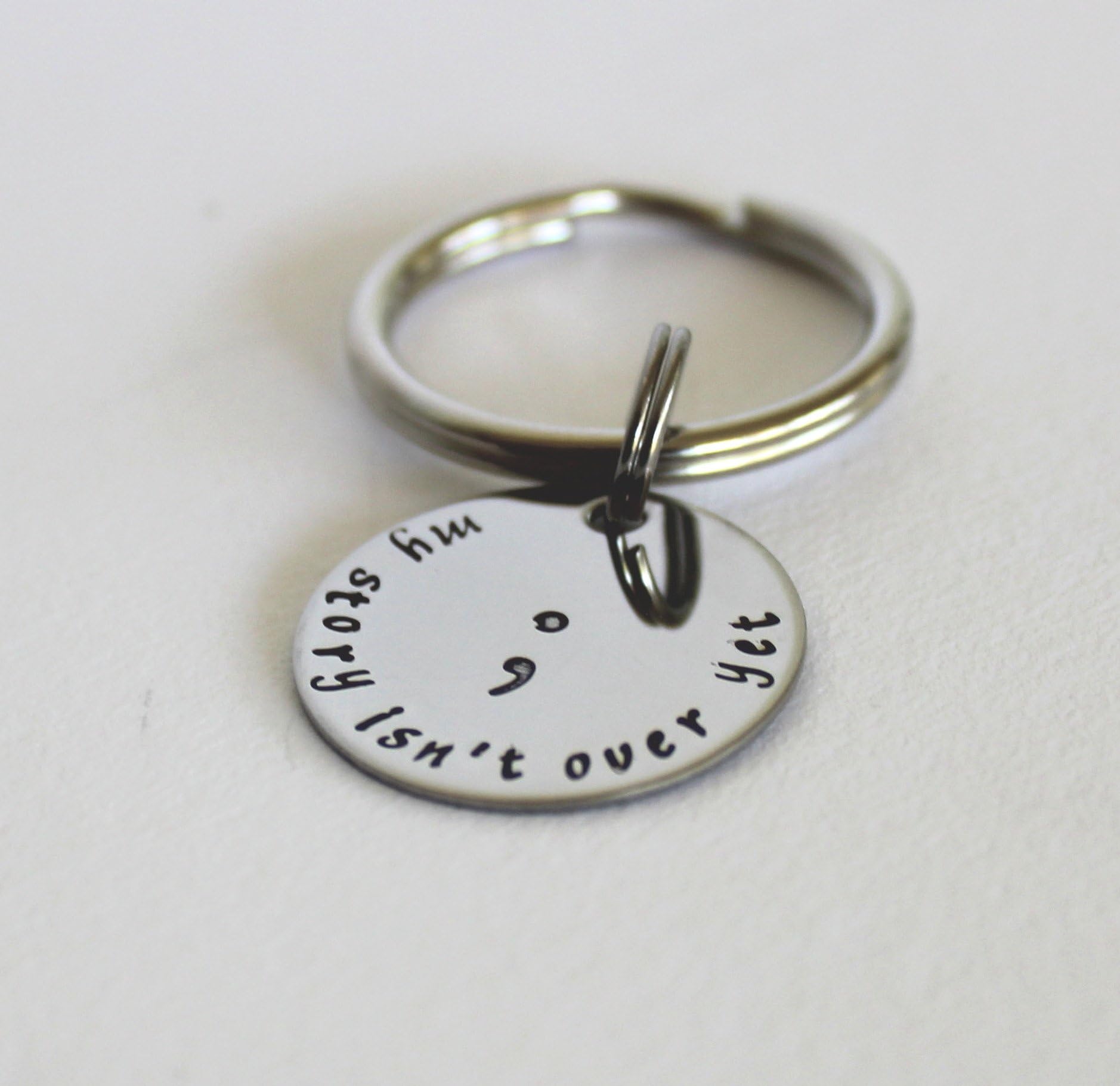 Stainless steel semicolon keychain