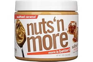 NUTS 'N MORE Nuts ‘N More Salted Caramel Peanut Spread, All Natural Snack, Low Carb, Low Sugar, Gluten Free, Non-GMO, High Protein Flavored Nut Butter (15 oz Jar)