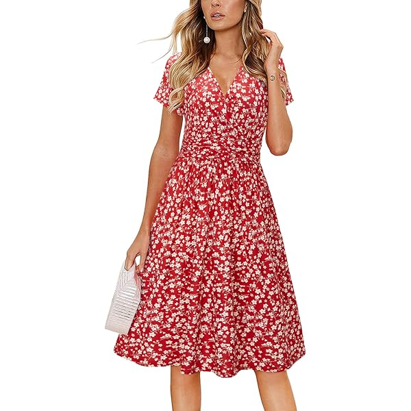 Wrap Front Midi Length Dress at Amazon Women's Clothing store