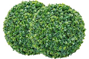 AILANDA Artificial Plant Topiary Ball, 2PCS 10'' Faux Boxwood Balls for Outdoor UV Resistant 8 Layers Leaves Garden Spheres Decorative for Spring Home Backyard Balcony Porch Wedding Easter Table Décor