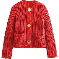 Yimoon Women's Cropped Cardigan Sweaters Button Down Chunky Knit
