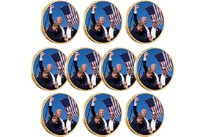 YVHUSK Donald Trump Assassinated Coins 2024 Shooting Collection Medal Trump Fighting for America Collectible Coin (10 Pieces Blue-Gold)