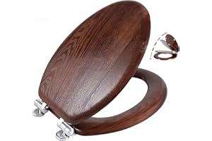 Angel Shield Elongated Wood Toilet Seat with Quiet Close,Easy Clean,Quick-Release Hinges(Elongated,Dark Walnut)
