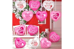 Chitidr 18 Pcs Happy Mother's Day Inflatable Heart Yard Decorations Large Mother's Day Heart Inflatable Hanging Ornament Giant PVC Outdoor Decoration for Mothers Day Garden Lawn Party