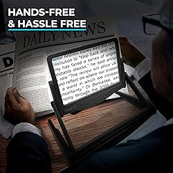 MAGNIPROS Patented 5X Large LED Page Magnifier with