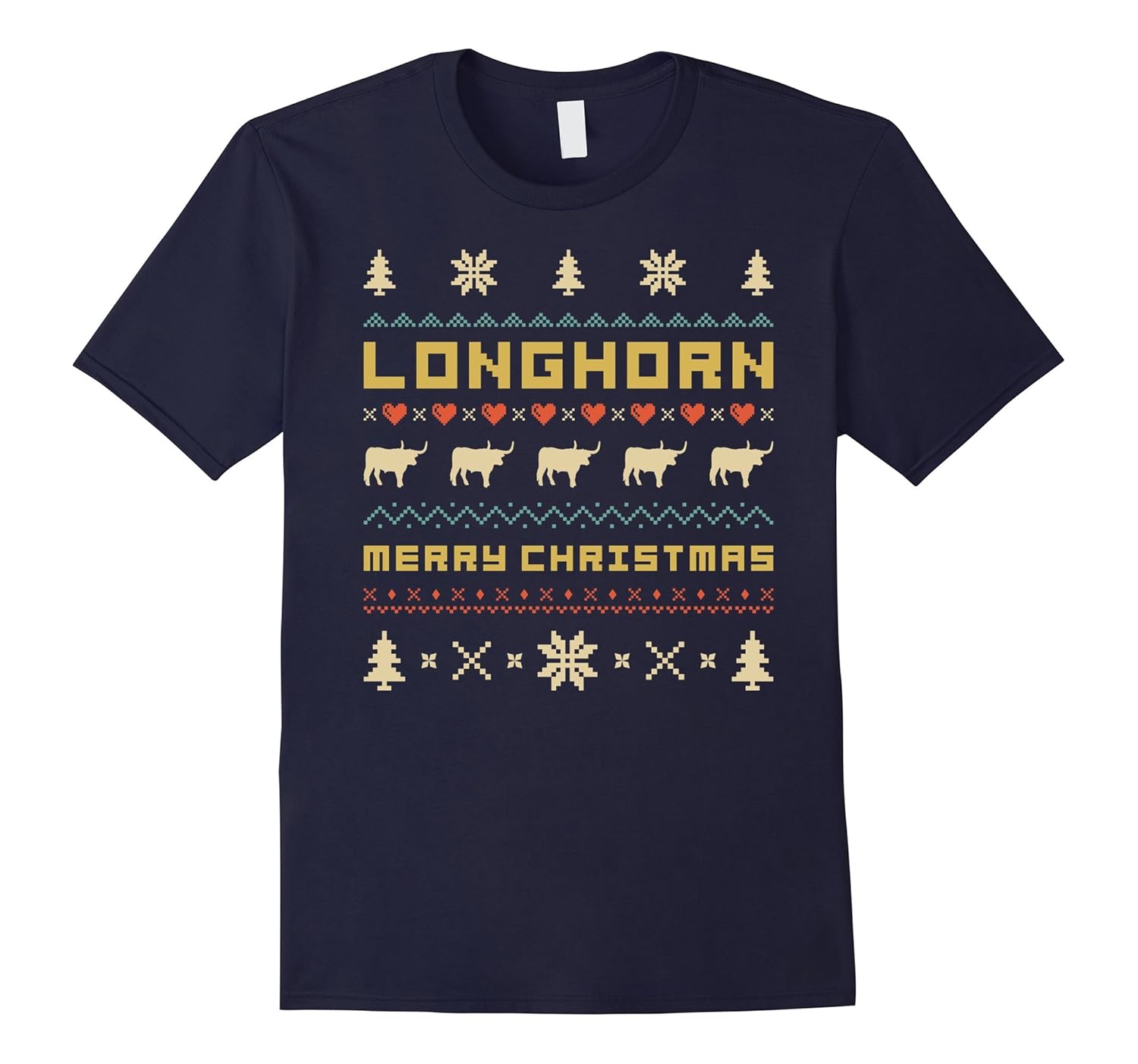 LONGHORN Christmas T-Shirt, Ugly Christmas Sweater T-shirt-ANZ