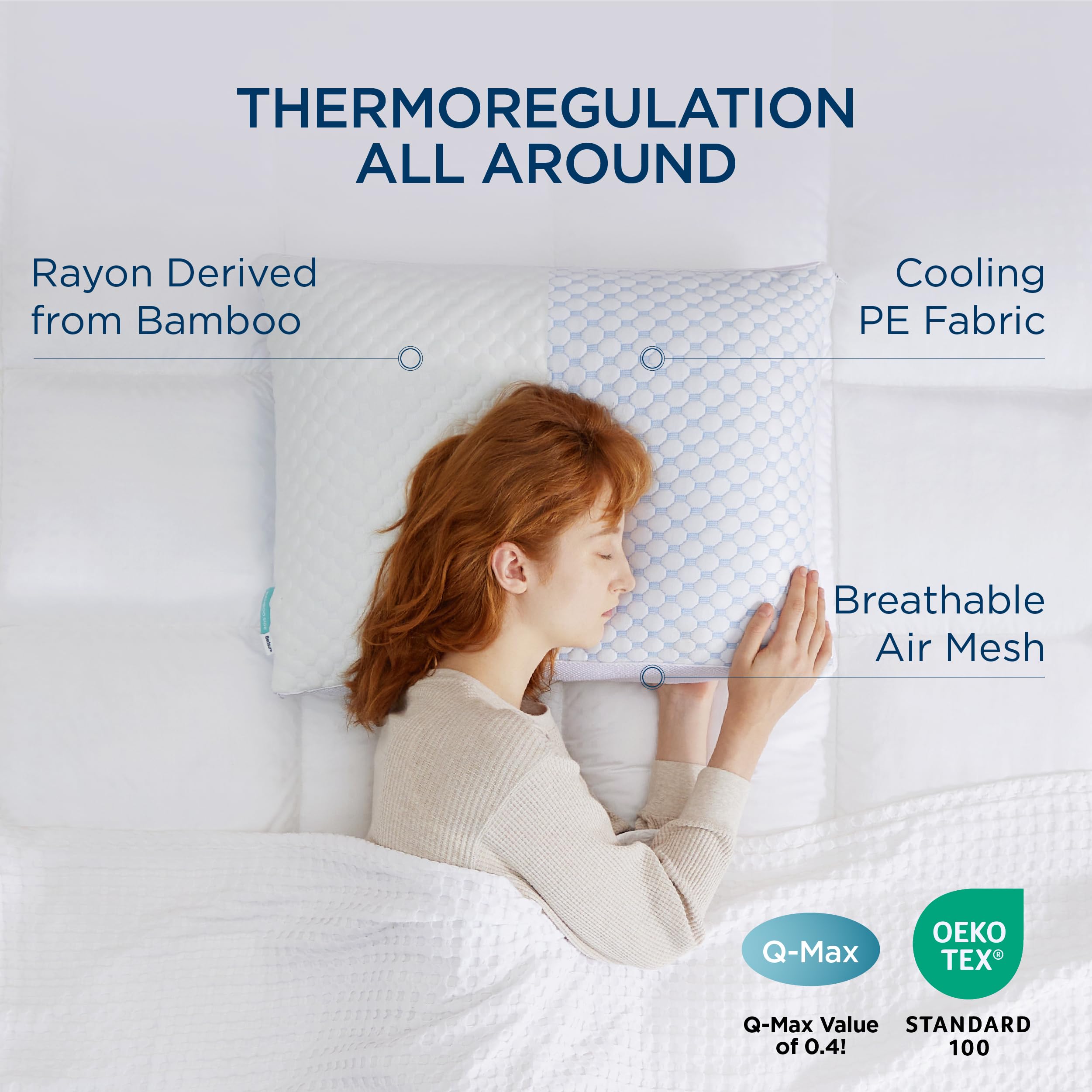 Bedsure Shredded Memory Foam Pillow Firm Side Sleeper Pillows, Premium Rayon Derived from