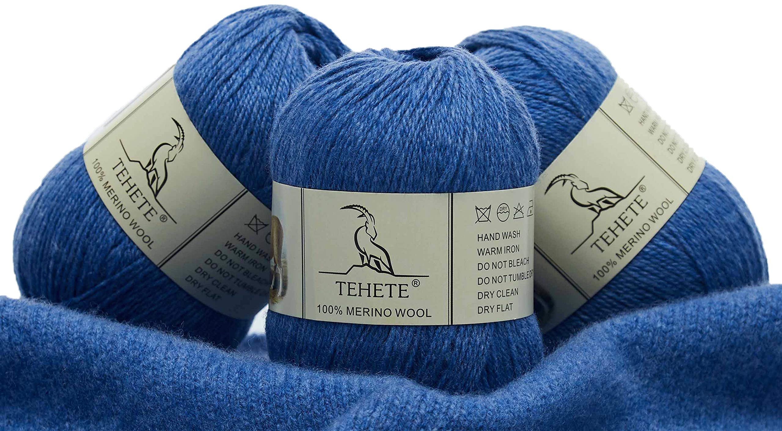 TEHETE 100% Merino Wool Yarn for Knitting and Crochet 3ply 3 × 50g, 250m, 3 Balls Pack Soft and Luxurious-Bluish Violet