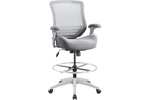 BOLISS 400lbs Mesh Ergonomic Office Drafting Chair Big Adjustable Foot Ring Height Adjustable Armrest (Grey)