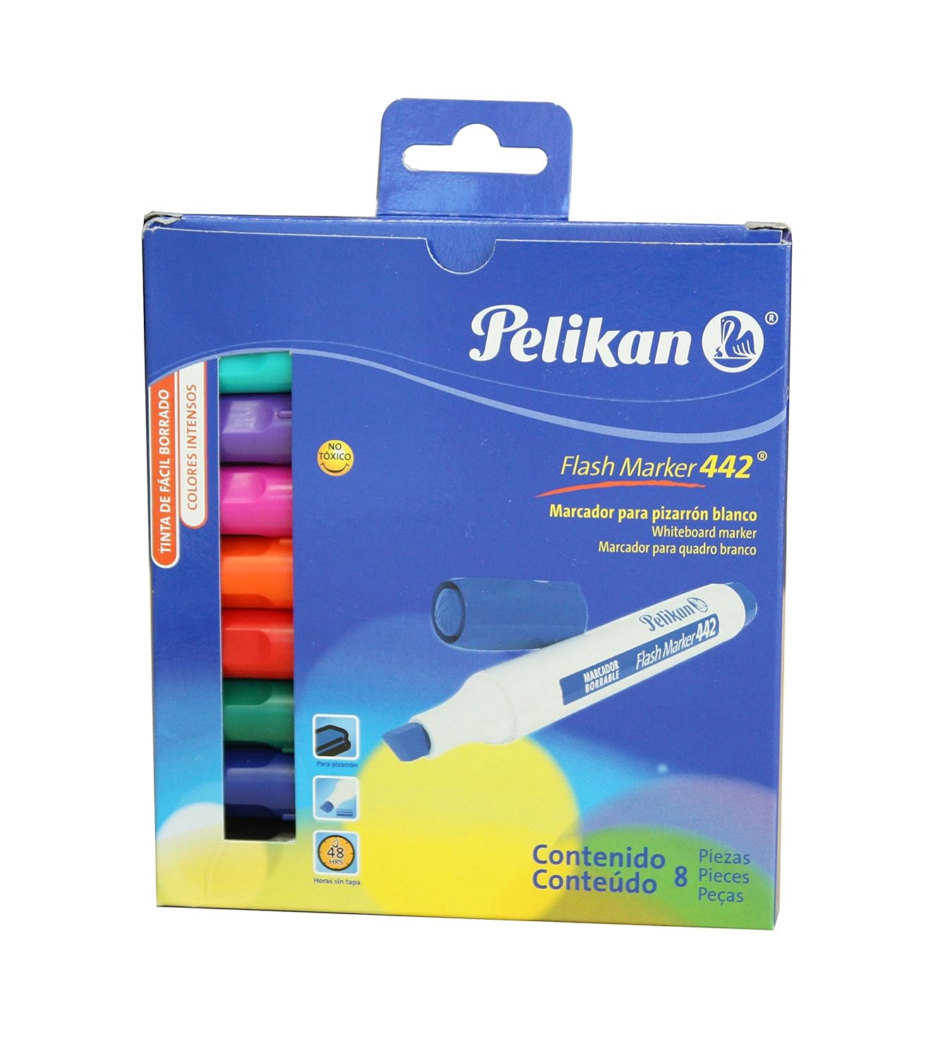 Pelikan Flash Marker 442 Whiteboard Markers, 8 per Pack, Assorted