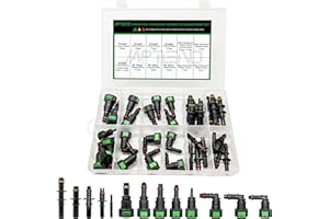 Japtend 36pcs Fuel Line Quick Connect Assortment Kit, 13 Sizes Fuel Line Repair Kit Straight Elbow Pipe Connector Fittings SAE 6.3mm to 11.8mm