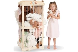 ZICOTO Wooden Stuffed Animal Storage for Kids – Large Toy Storage Organizer & Holder for Your Kids Playroom or Nursery – Easy to Assemble Stuffed Animal Zoo That Keeps Plush Friends Ready for Snuggles