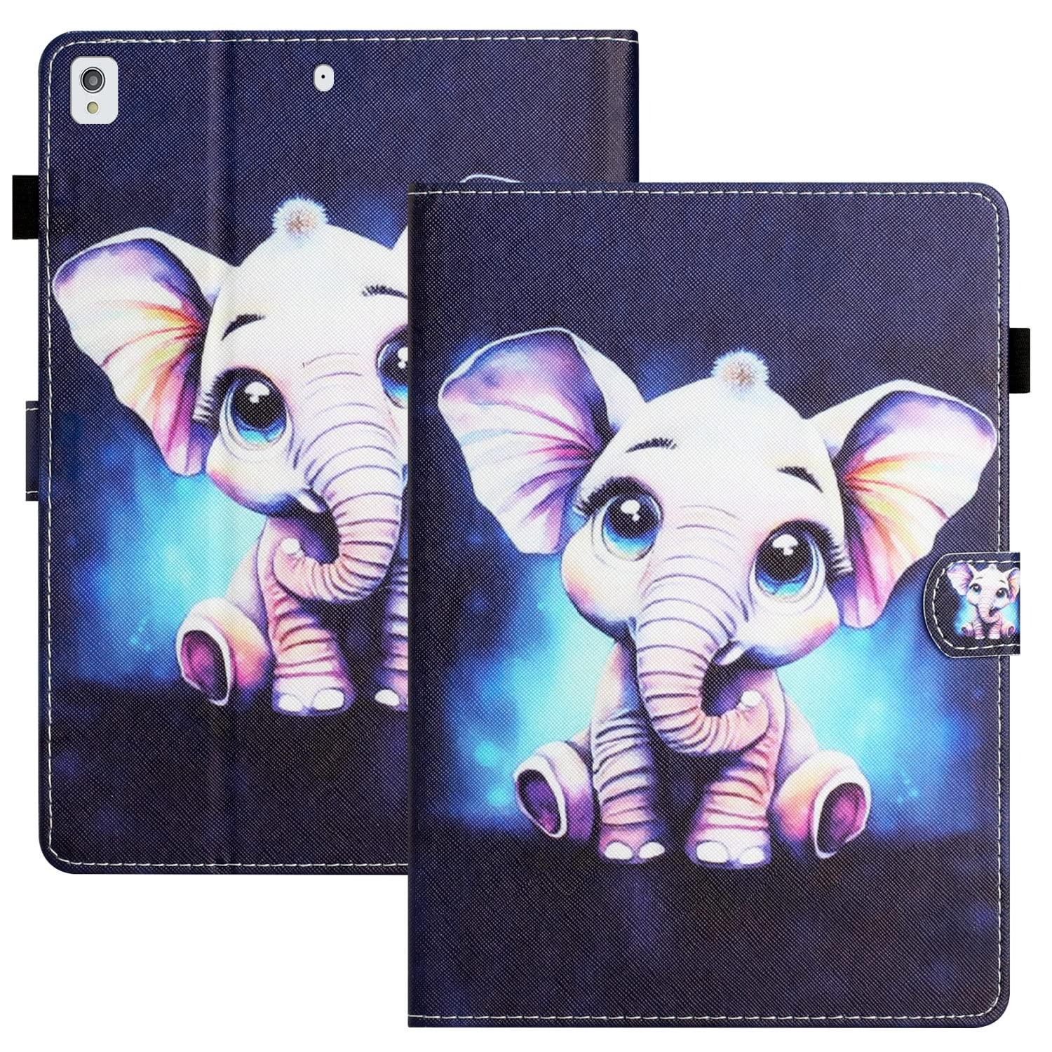 Rosbtib Case for iPad 10.2 (iPad 9. /8. /7. Generation) Cover, Megnetic Closure Stand Function Shockproof Premium PU Leather Protector iPad 10.2 2021/2020 /2019 /iPad Air 10.5" 2019, Baby elephant