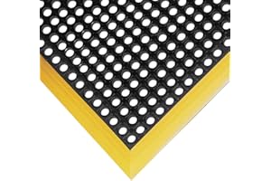 NoTrax 549S4064YB 549 Safety Stance 40" x 64" 4-Sided Black/Yellow Safety Anti-Fatigue Drainage Mat