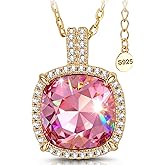 GONA GIFT 12mm Pink Cherry Blossom Charm Pendant Necklace for Women, Crafted with Swarovski® Crystals, Fine Jewelry Gift with Luxury Box, Adjustable 18"+2" 925 Sterling Silver Chain, Perfect for Bridal, Birthday, Valentine's Day & Anniversary