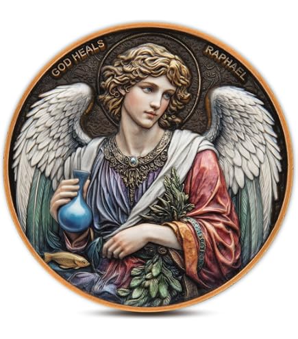 Pièce de monnaie de défi « The Archange Michael Watches Over Us » - Psaume 91:10-11 - Verset de la Bible - Jeton de poche inspirant - Pièce de prière religieuse - Cadeau chrétien