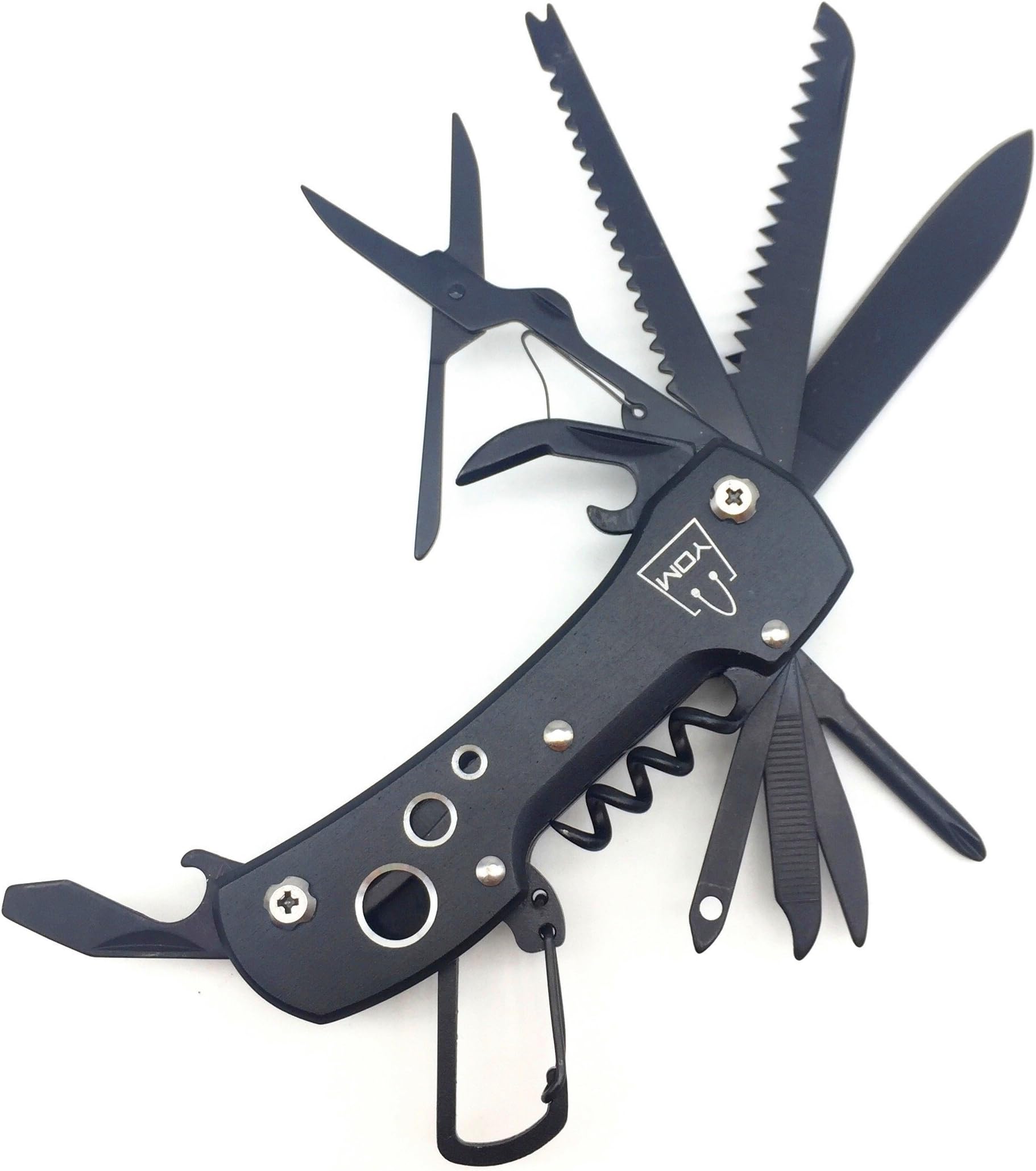 Black Multi-Tool Pocket Knife Holster Included,14 functions tools for all purpose use, Easy Carry, light weight, Stainless steel, swiss style pocket knife,Bundle Two items for a great price