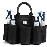 SupplyMaid 14" Wolf Caddy Bag Heavy-Duty Tool &amp; Cleaning Supply Organizer | Water-Resistant 600D, 8 Bottle Pockets Outside, 7 Inside, Stands Open