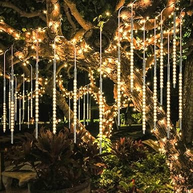 BlueFire Aufgerüstet Meteorschauer Regen Lichter, 50cm 10 Spirale Tubes 540 LEDs Wasserdichte Schneefall Lichterkette für Dra