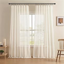 Joydeco Sheer Curtains 84 Inches Long, White
