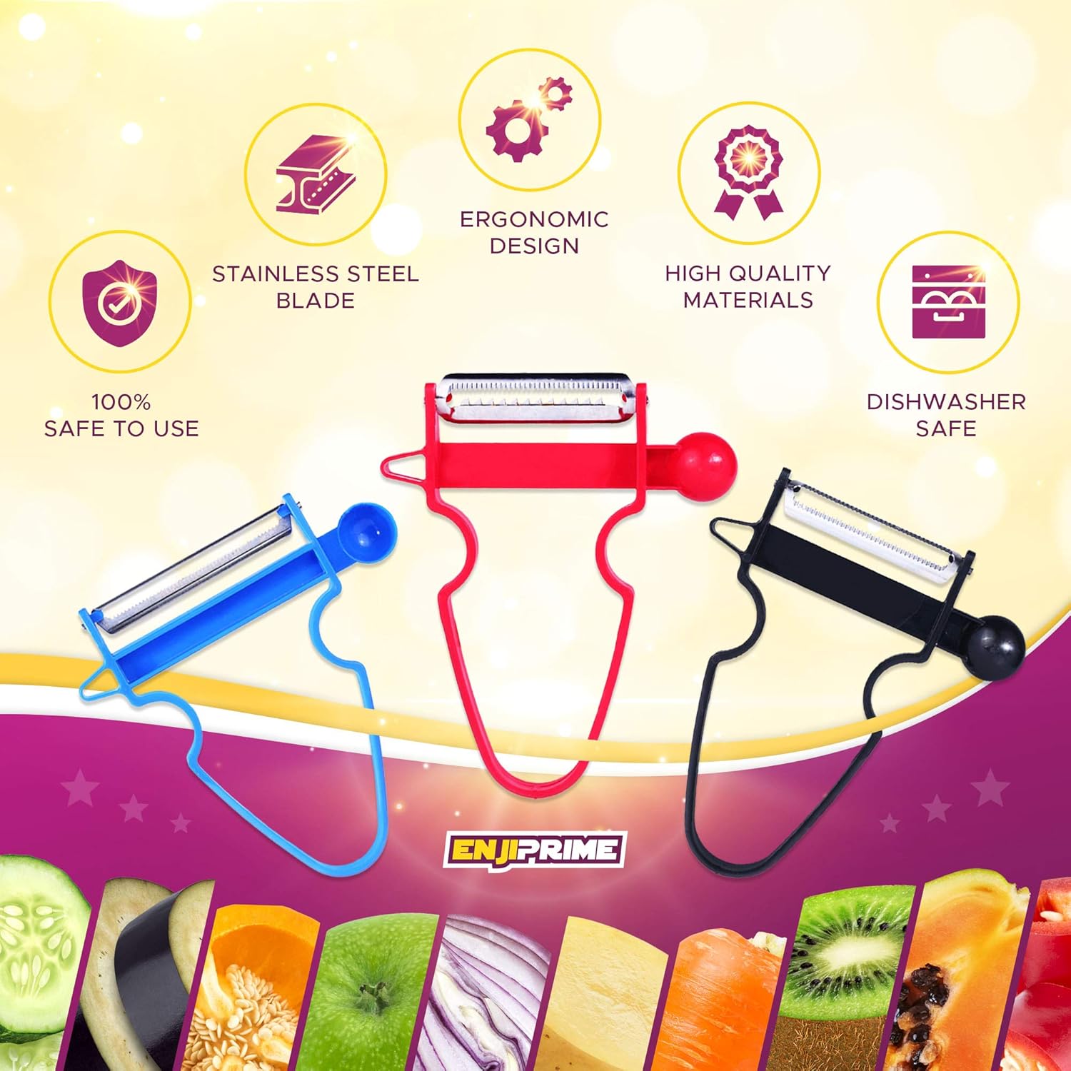 The ORIGINAL Magic Trio Peeler Slicers Shredders for Fruits and Vegetables with Spiralizer, Julienne, Cutter and Grater Kitchen Helper, Picador de Verduras Pelador Papas Y: Home & Kitchen