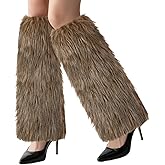 Women Faux Fur Fluffy Leg Warmers Fuzzy Long Boot Covers Furry for Christmas Costume
