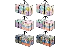 Dntorx 6 Pack 90L Moving Bags, Heavy Duty Moving Totes, Waterproof Storage Bag with tag Window（Clear）