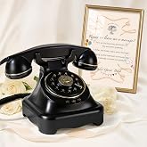 RetroVox Audio Guest Book Wedding Phone Guestbook and Signage Guest Audio Message Book, Vintage Style for Wedding Reception, Bridal Shower, Baby Shower（Black &amp; Sign Holder E）