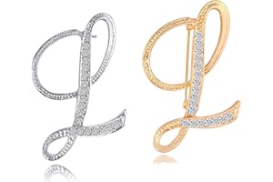 HAFILO 2 pack initial letter brooch pin for women girl 26 letters A-Z fashion brooches collar pins Gold silver