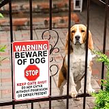 Photect Beware of the Dog Sign Tin Sign Red 7.9 x 11.8 Outdoor Gate view 4
