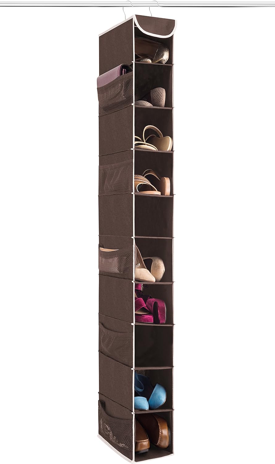 amazon shoe racks for closets on Amazon Com Zober 10 Shelf Hanging Shoe Organizer 1 Pack Hanging Closet Shoe Organizer With Side Mesh Pockets Space Saving Shoe Holder Storage Closet Organizer Great For Shoes Purses Handbags Etc Home