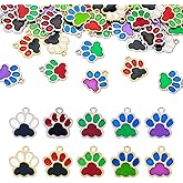 Cheriswelry 40Pcs Paw Print Charms Enamel Alloy Dog Paw Charms Cute Animal Footprint Pendants 17-17.5mm for DIY Necklace Bracelet Earring Jewelry Making