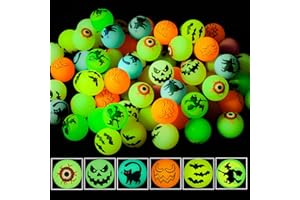 NEWBEA 72 Halloween Theme Designs Bouncing Balls - Glow in The Dark Bouncy Party Favors Supplies for Kids, Trick or Treating Goodie