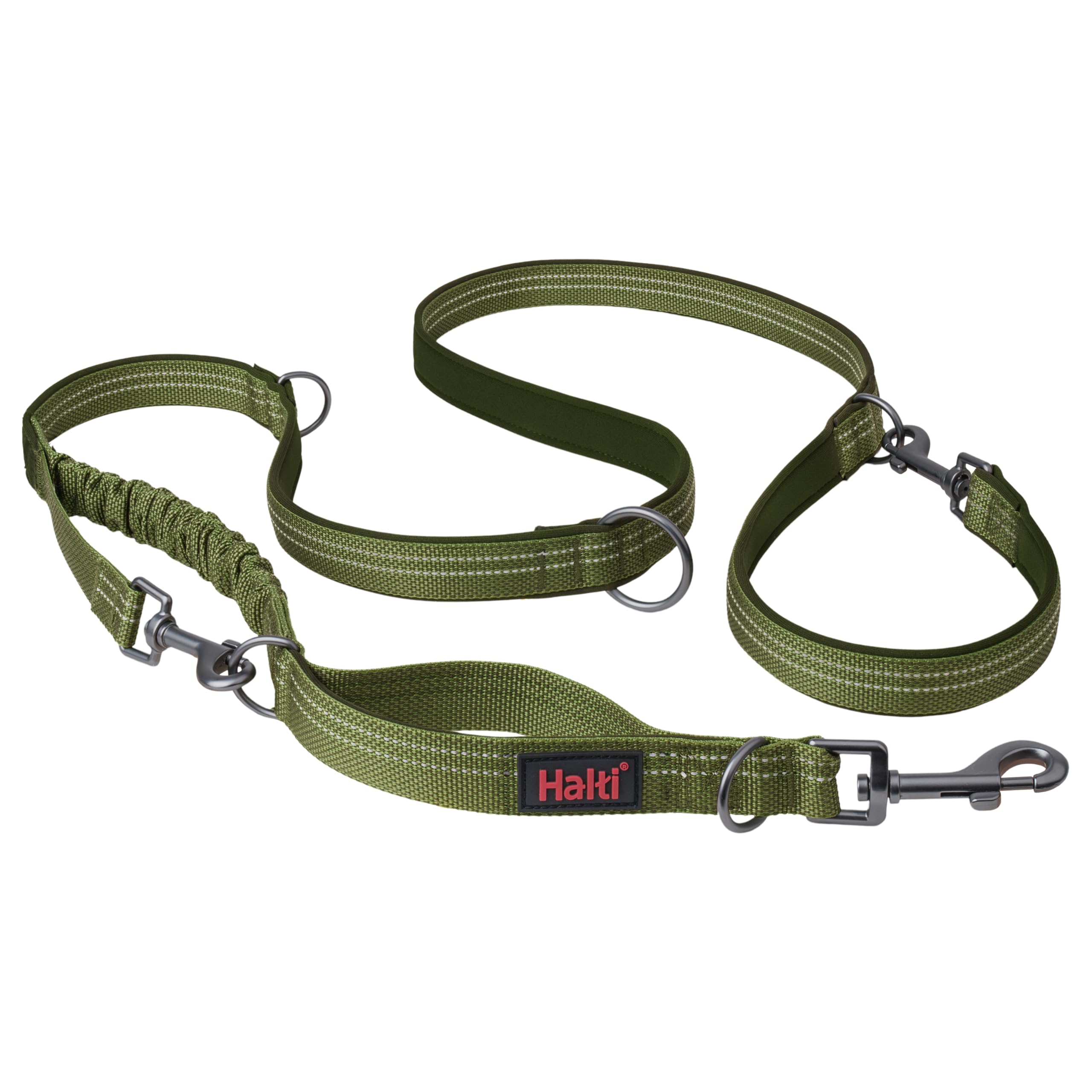Halti Anatomy Multifunctional Dog Lead - Shock Absorbing Double-Ended Lead, Ideal for Dog Walking & Training. Comfortable to Hold, Reflective & Lightweight. Suitable for Puppies (Size Small, Green)
