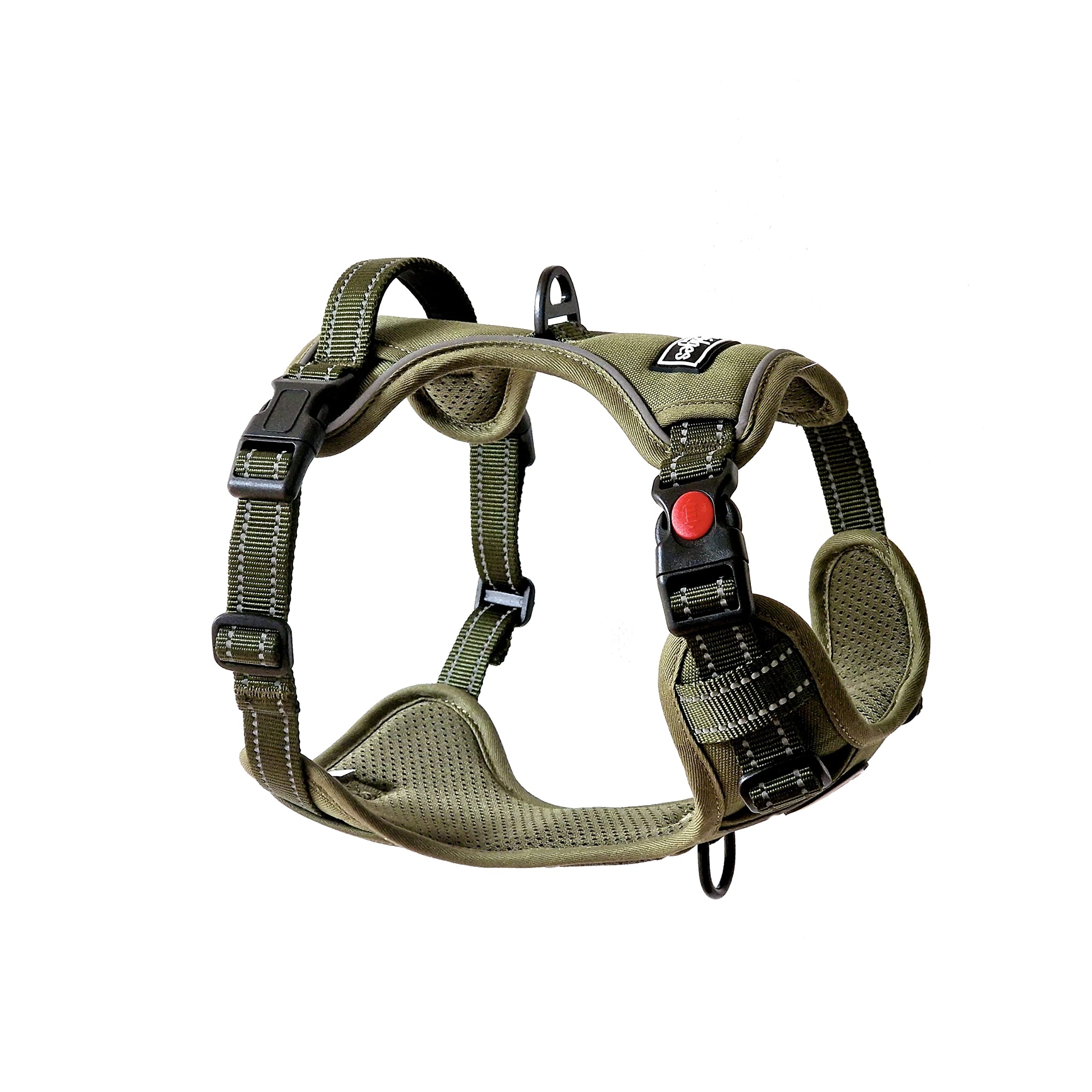 Barkridges® Triple Buckle Dog Harness | Adjustable Easy-to-Wear Buckle | No Pull Non Choke Training | Chafing-Free | Safety Reflective | Comfortable Small Medium Large (Army Green, S - Regular Fit)