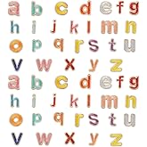 52PCS Mini A-Z Letter Iron on Patches, 26 Alphabet Theme Embroidered Applique Patch, Colorful Sew on Embroidery Patches for Clothes Backpack Jean Jacket Hat Bag DIY Sewing Craft Decoration