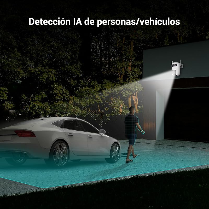 C9C Cámara de Vigilancia Exterior 2K con Doble Lente (3MP+3MP), Cobertura 360°, Visión Nocturna en Color, IA Detección de Personas y Vehículos, Audio Bidireccional, Compatible con Alexa