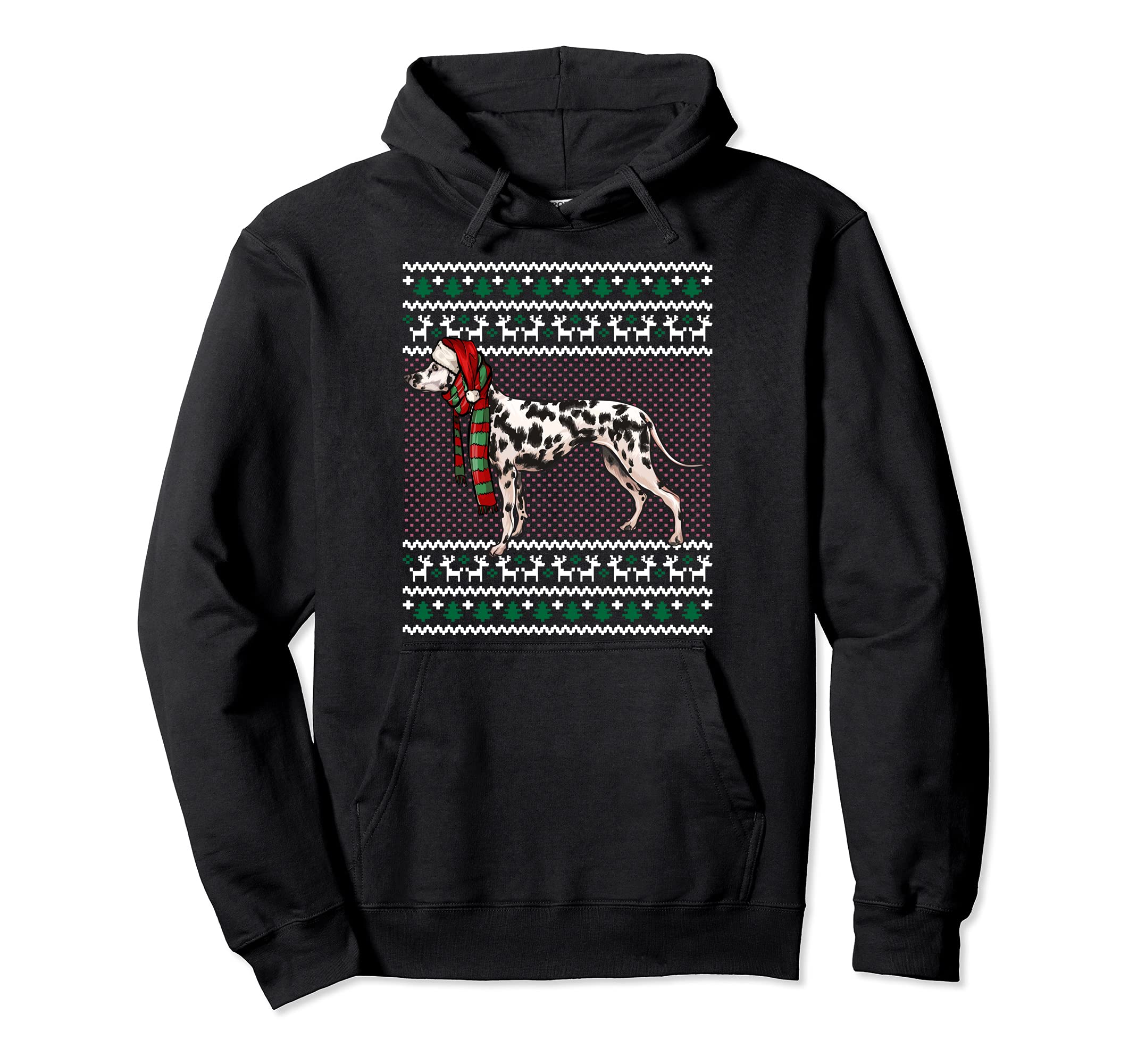 Xmas Dalmatian Dog Santa Hat Ugly Christmas Pullover Hoodie