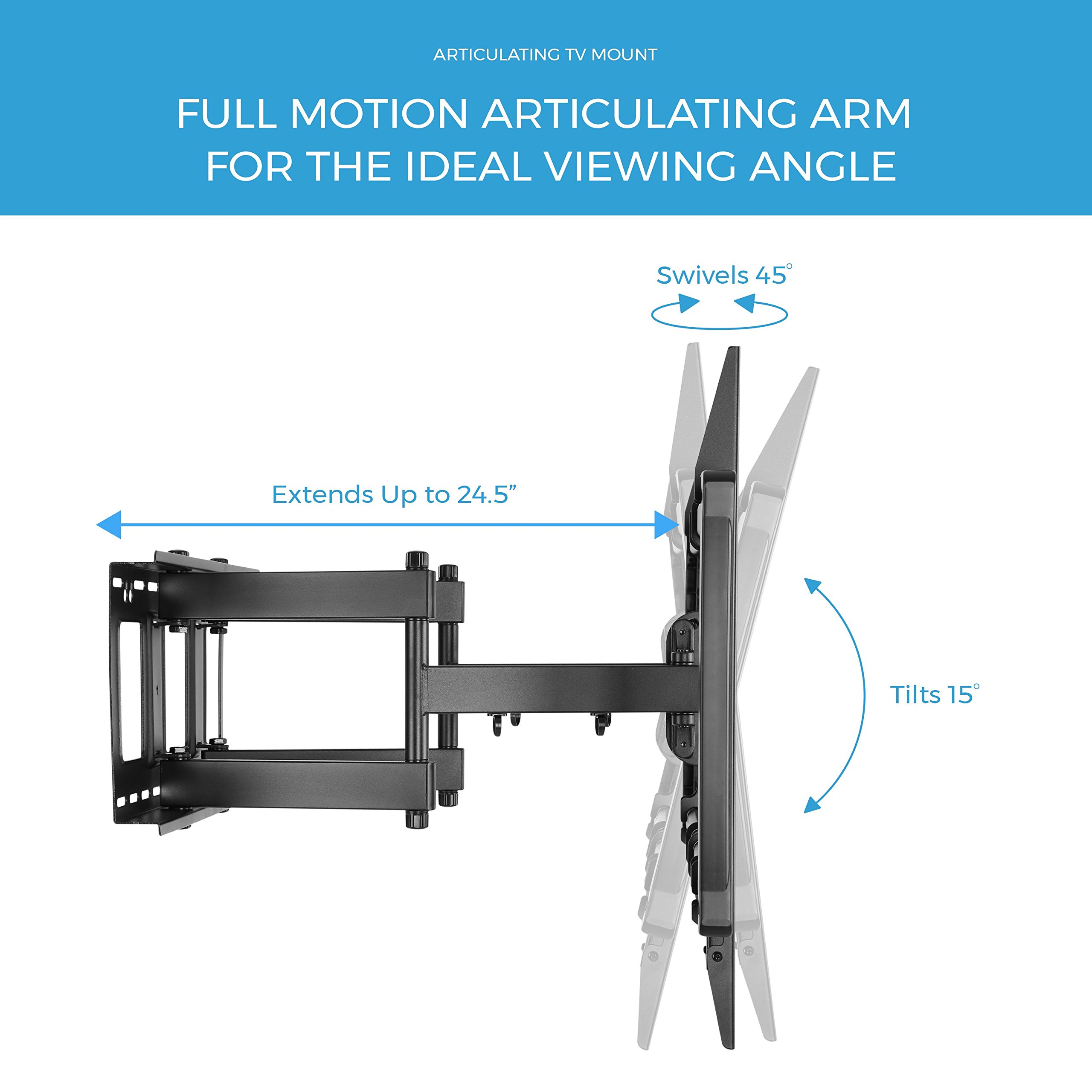 HumanCentric Full Motion Articulating TV Wall Mount Bracket | Fits 75, 80, 85, 90, 100" Flat Screen and Curved TV Monitors Up to 900 x 600 VESA | Features Full Motion Swivel, Tilt, Rotation