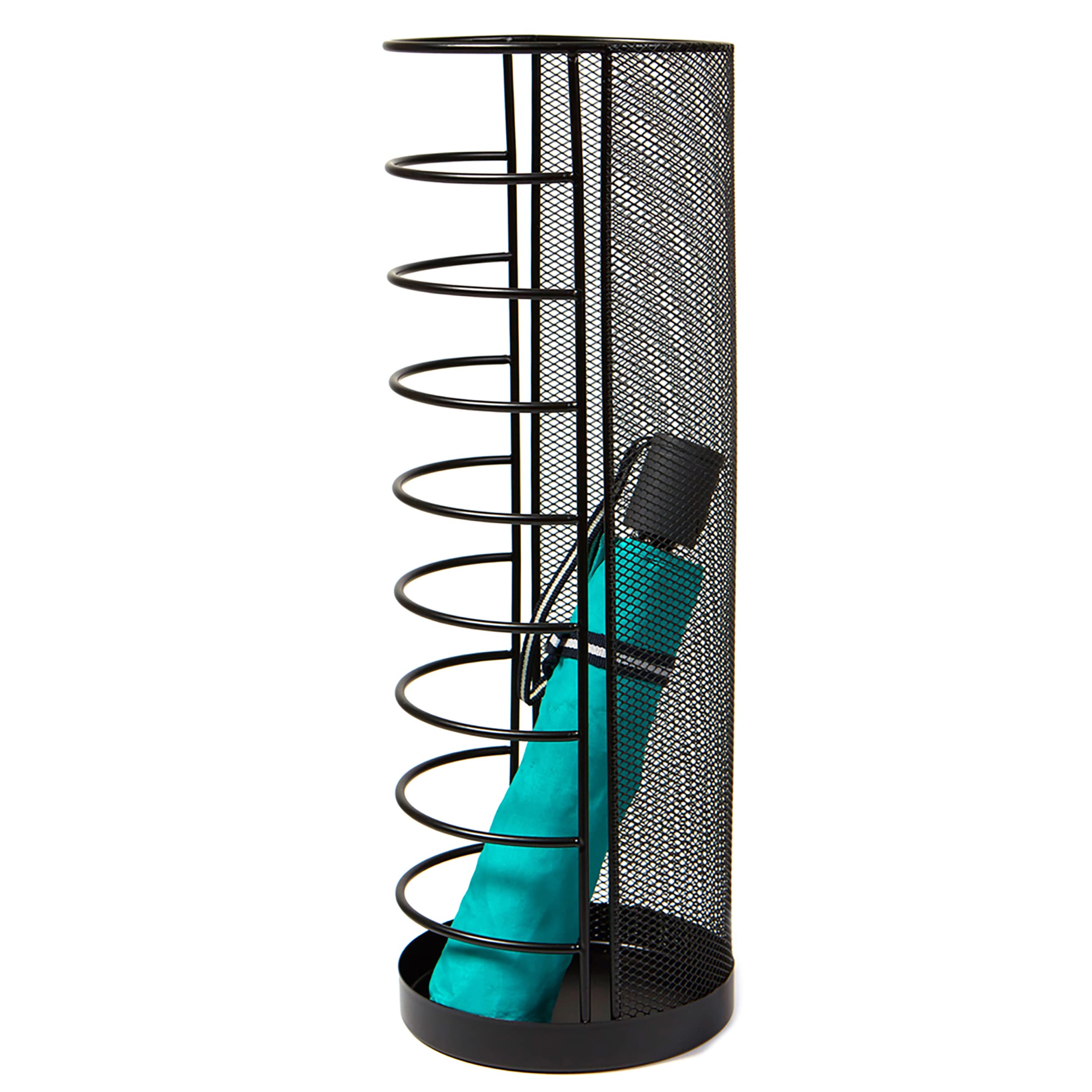 Mind Reader Network Collection, Umbrella Stand, Entryway Organizer, Reinforced Solid Rim and Base, Metal Mesh, 5.5" L x 5.5" W x 15.75" H, Black
